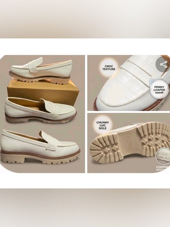Journee Collection Shoes - Women's Journee Collection White Penny Loafers Size 12 NIB